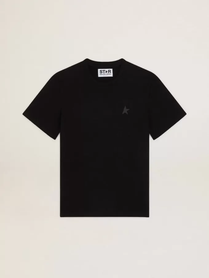 Tricou din colecția Black Star cu stea ton pe ton pe partea din față Tricou din colecția Black Star cu stea ton pe ton pe partea din față