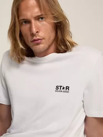 Tricou din colecția White Star cu logo negru contrastant și stea