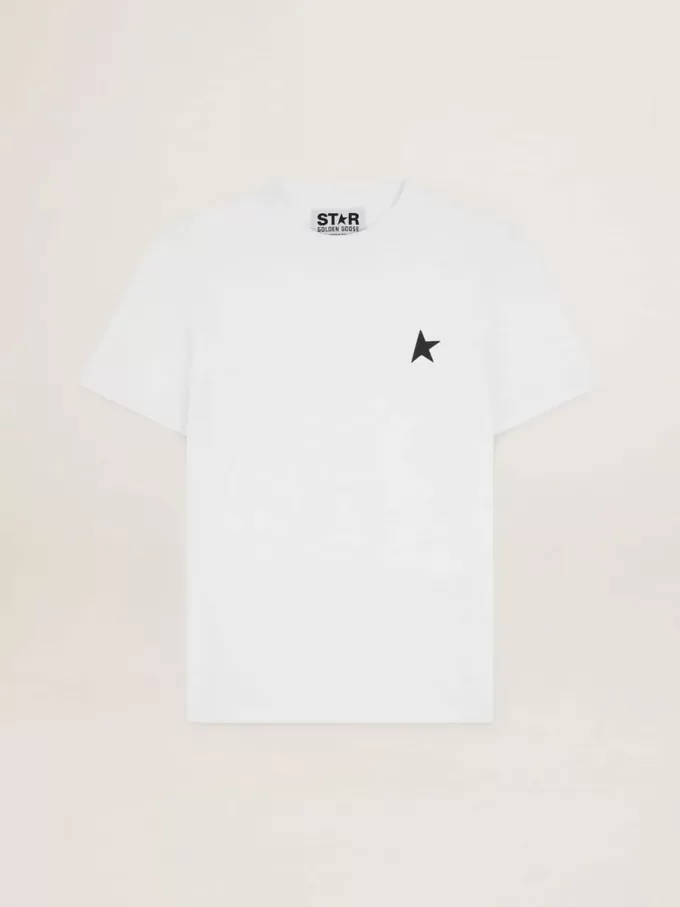 Tricou din colecția White Star cu stea neagră pe față Tricou din colecția White Star cu stea neagră pe față