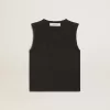 Tricou fără mâneci, negru uzat, cu broderie ton pe ton în degrade Tricou fără mâneci, negru uzat, cu broderie ton pe ton în degrade
