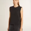 Tricou fără mâneci, negru uzat, cu broderie ton pe ton în degrade Tricou fără mâneci, negru uzat, cu broderie ton pe ton în degrade