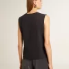 Tricou fără mâneci, negru uzat, cu broderie ton pe ton în degrade Tricou fără mâneci, negru uzat, cu broderie ton pe ton în degrade
