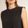 Tricou fără mâneci, negru uzat, cu broderie ton pe ton în degrade Tricou fără mâneci, negru uzat, cu broderie ton pe ton în degrade