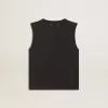 Tricou fără mâneci, negru uzat, cu broderie ton pe ton în degrade Tricou fără mâneci, negru uzat, cu broderie ton pe ton în degrade