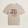 Tricou gri din bumbac pentru bărbați, cu imprimeu vintage pe partea din față Tricou gri din bumbac pentru bărbați, cu imprimeu vintage pe partea din față