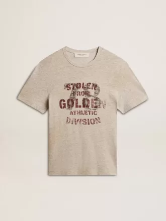 Tricou gri din bumbac pentru bărbați, cu imprimeu vintage pe partea din față