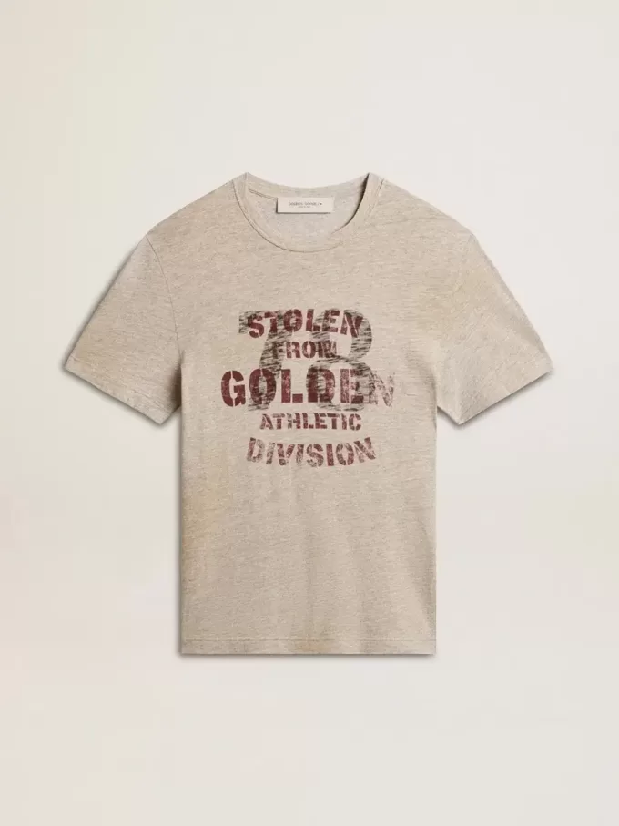 Tricou gri din bumbac pentru bărbați, cu imprimeu vintage pe partea din față Tricou gri din bumbac pentru bărbați, cu imprimeu vintage pe partea din față