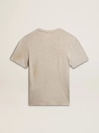 Tricou gri din bumbac pentru bărbați, cu imprimeu vintage pe partea din față