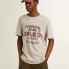 Tricou gri din bumbac pentru bărbați, cu imprimeu vintage pe partea din față Tricou gri din bumbac pentru bărbați, cu imprimeu vintage pe partea din față