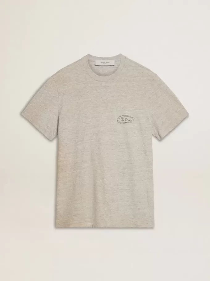 Tricou gri pentru bărbați cu inscripție neagră