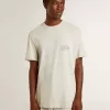 Tricou gri pentru bărbați cu inscripție neagră