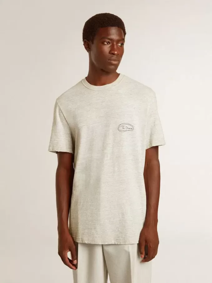 Tricou gri pentru bărbați cu inscripție neagră