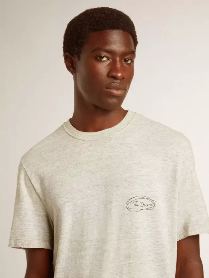 Tricou gri pentru bărbați cu inscripție neagră