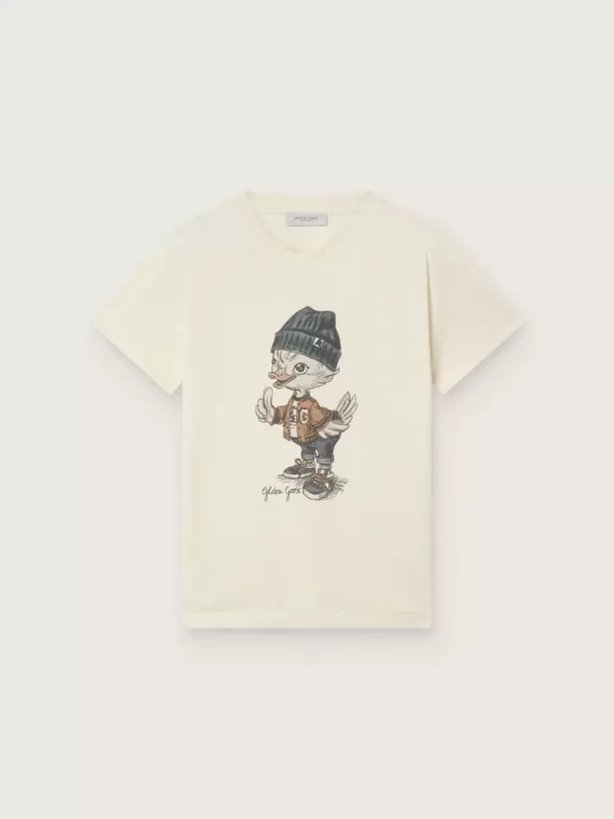 Tricou Journey pentru băieți din bumbac alb cu imprimeu digital cu mascota Tricou Journey pentru băieți din bumbac alb cu imprimeu digital cu mascota
