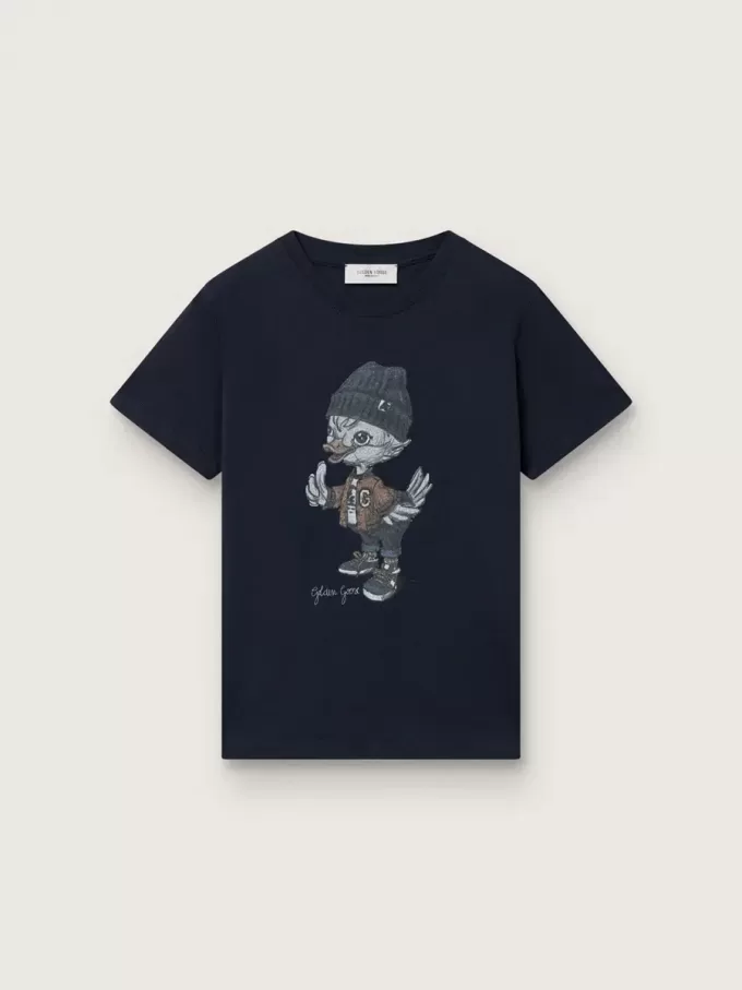 Tricou Journey pentru băieți din tricou albastru din bumbac cu imprimeu digital cu mascota
