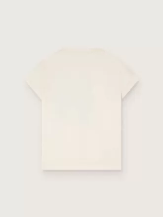 Tricou Journey pentru fete din bumbac alb cu imprimeu digital cu mascota și aplicații din cristal