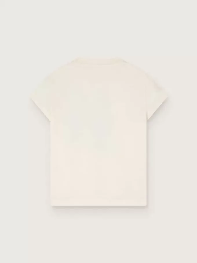 Tricou Journey pentru fete din bumbac alb cu imprimeu digital cu mascota și aplicații din cristal Tricou Journey pentru fete din bumbac alb cu imprimeu digital cu mascota și aplicații din cristal