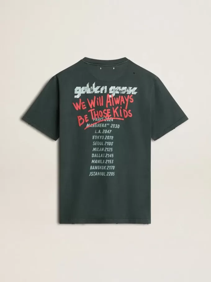 Tricou negru cu imprimeu multicolor