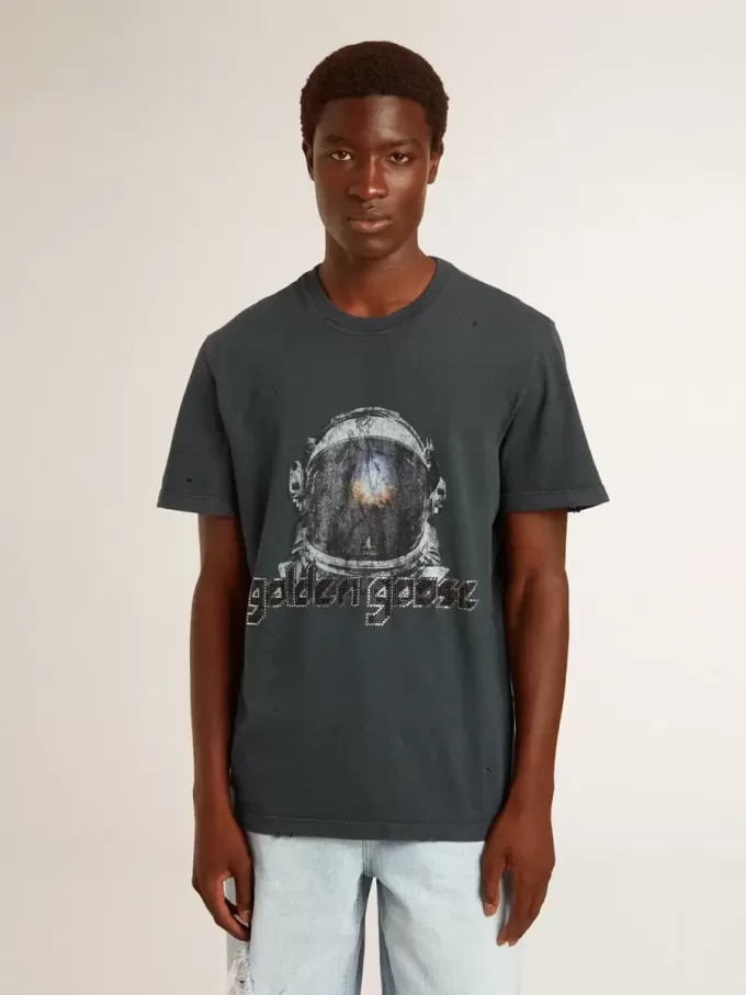 Tricou negru cu imprimeu multicolor