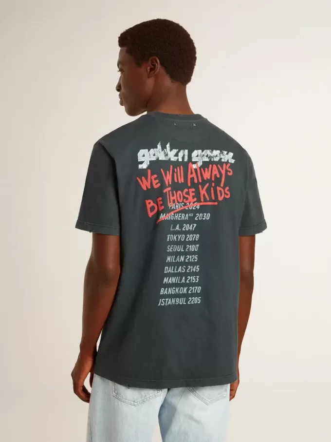 Tricou negru cu imprimeu multicolor