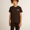 Tricou negru cu logo alb contrastant pe față și stea maxi pe spate Tricou negru cu logo alb contrastant pe față și stea maxi pe spate