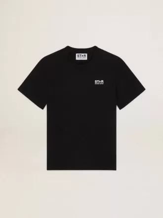 Tricou negru pentru bărbați, cu logo alb contrastant și stea