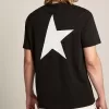 Tricou negru pentru bărbați, cu logo alb contrastant și stea Tricou negru pentru bărbați, cu logo alb contrastant și stea