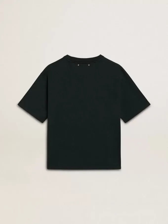 Tricou negru pentru femei cu cristale Tricou negru pentru femei cu cristale