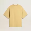Tricou oversized din bumbac galben pentru bărbați, cu imprimeu albastru Tricou oversized din bumbac galben pentru bărbați, cu imprimeu albastru