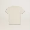 Tricou pentru băieți, de culoare albă uzată, cu inscripții multicolore
