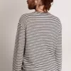 Tricou pentru bărbați cu dungi albe și albastre și broderie pe partea din față Tricou pentru bărbați cu dungi albe și albastre și broderie pe partea din față