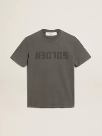 Tricou pentru bărbați, de culoare gri antracit, cu finisaj uzat