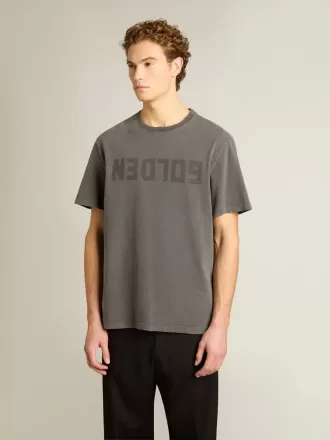 Tricou pentru bărbați, de culoare gri antracit, cu finisaj uzat
