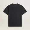 Tricou pentru bărbați din bumbac negru uzat, cu imprimeu pe față