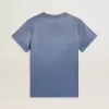 Tricou pentru femei, albastru deschis decolorat, cu imprimeu pe piept Tricou pentru femei, albastru deschis decolorat, cu imprimeu pe piept