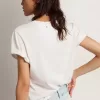 Tricou pentru femei, croi normal, aspect uzat, culoare albă Tricou pentru femei, croi normal, aspect uzat, culoare albă