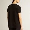 Tricou pentru femei, croi normal, aspect uzat, negru Tricou pentru femei, croi normal, aspect uzat, negru
