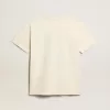 Tricou pentru femei din bumbac alb învechit, cu imprimeu sezonier Tricou pentru femei din bumbac alb învechit, cu imprimeu sezonier
