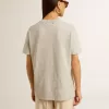 Tricou pentru femei din bumbac gri melanj cu imprimeu sezonier