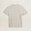 Tricou pentru femei din bumbac gri melanj cu imprimeu sezonier