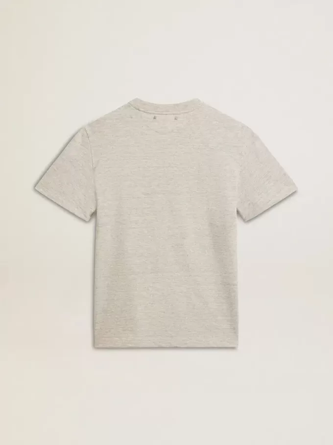 Tricou pentru femei din bumbac gri melanj cu imprimeu sezonier