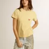 Tricou pentru femei din bumbac jersey cu broderie pe gât și pe piept Tricou pentru femei din bumbac jersey cu broderie pe gât și pe piept