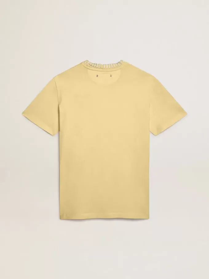 Tricou pentru femei din bumbac jersey cu broderie pe gât și pe piept Tricou pentru femei din bumbac jersey cu broderie pe gât și pe piept