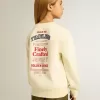 Tricou pentru fete, de culoare albă uzată, cu broderie pe față și imprimeu pe spate Tricou pentru fete, de culoare albă uzată, cu broderie pe față și imprimeu pe spate