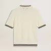 Tricou polo pentru bărbați, de culoare albă uzată, cu nervuri albastre Tricou polo pentru bărbați, de culoare albă uzată, cu nervuri albastre