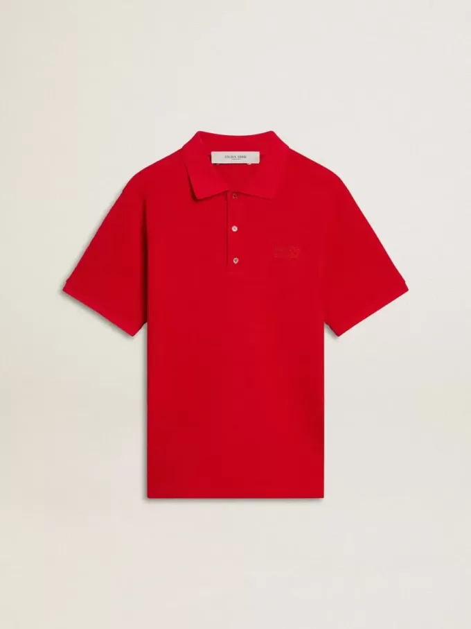 Tricou polo pentru bărbați din bumbac piquet roșu Tricou polo pentru bărbați din bumbac piquet roșu