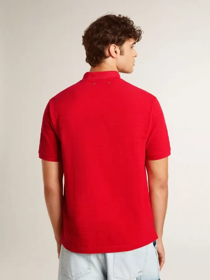 Tricou polo pentru bărbați din bumbac piquet roșu Tricou polo pentru bărbați din bumbac piquet roșu