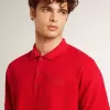 Tricou polo pentru bărbați din bumbac piquet roșu Tricou polo pentru bărbați din bumbac piquet roșu