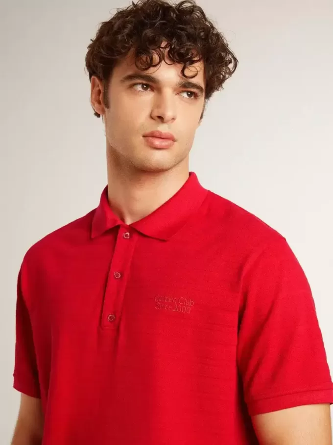 Tricou polo pentru bărbați din bumbac piquet roșu Tricou polo pentru bărbați din bumbac piquet roșu