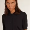 Tricou polo pentru femei din lână merino albastru închis Tricou polo pentru femei din lână merino albastru închis